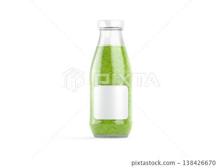 Blank transparent glass kiwi smoothie bottle with white label mockup png, transparent background, 3d rendering. Empty kiwis beverage in pack mock up cut out, front view. Clear vitamin green drink. Blank transparent glass kiwi smoothie bottle with white label mockup png, transparent background, 3d rendering. Empty kiwis beverage in pack mock up cut out, front view. Clear vitamin green drink. 138426670