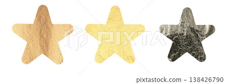 Metallic gold star with textured surface shown as a decorative symbol for award, rating, success, or Metallic gold star with textured surface shown as a decorative symbol for award, rating, success, or 138426790