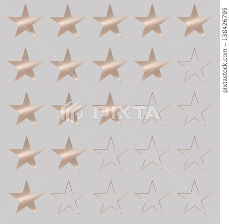 Gold star rating symbol used for review, evaluation, and feedback concepts. Visual representation of 138426795