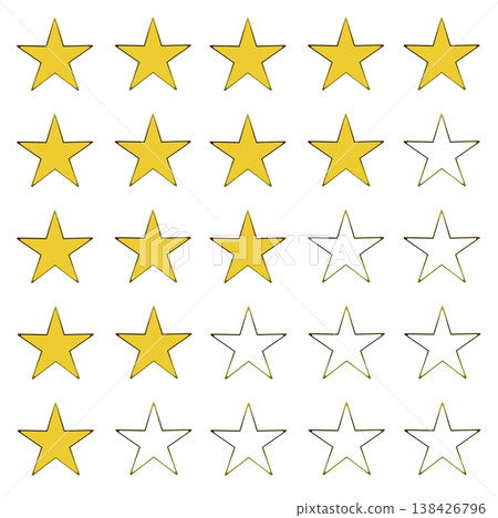 Gold star rating symbol representing positive review, client feedback, and high service quality. 138426796