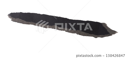 Long horizontal strip of torn black paper with rough edges and visible fibrous texture. Strong Long horizontal strip of torn black paper with rough edges and visible fibrous texture. Strong 138426847