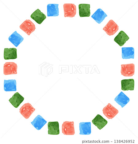 Playful Watercolor Series | Square Pattern Wreath Frame, Geometric, Vivid, for Kindergarten/Preschool Playful Watercolor Series | Square Pattern Wreath Frame, Geometric, Vivid, for Kindergarten/Preschool 138426952
