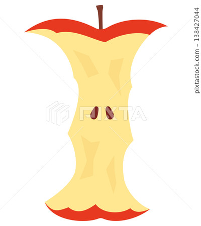 蘋果核和蘋果屑的示意圖。 138427044