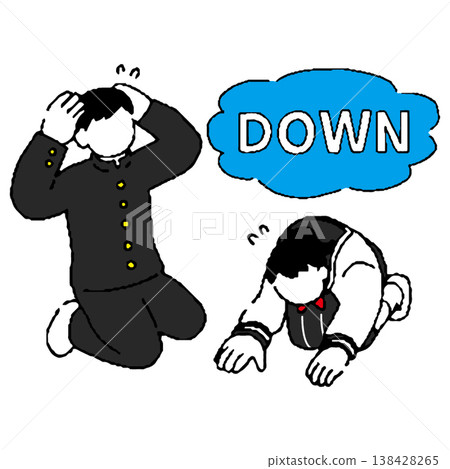 穿著校服的困惑的男人和女人 穿著校服的困惑的男人和女人 138428265