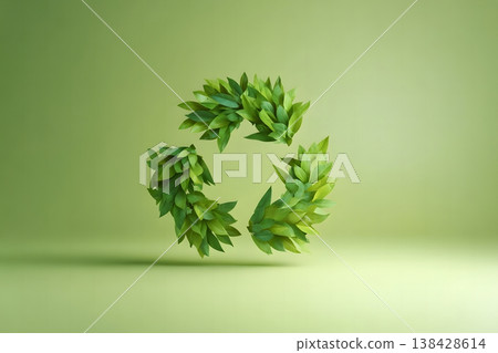 Green Gradient Background with Simple Recycling Loop Icon 138428614