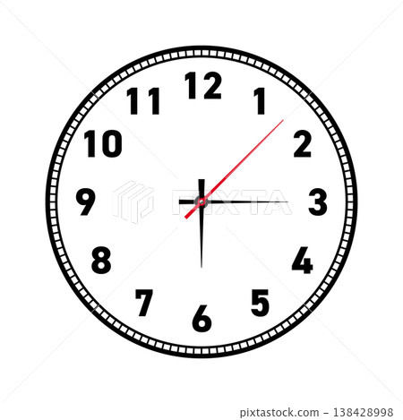 Mechanical clock face with arabic numerals, bezel. Watch dial with minute, hour marks and numbers. Timer or stopwatch element. Blank measuring circle scale with divisions. Vector illustration Mechanical clock face with arabic numerals, bezel. Watch dial with minute, hour marks and numbers. Timer or stopwatch element. Blank measuring circle scale with divisions. Vector illustration 138428998