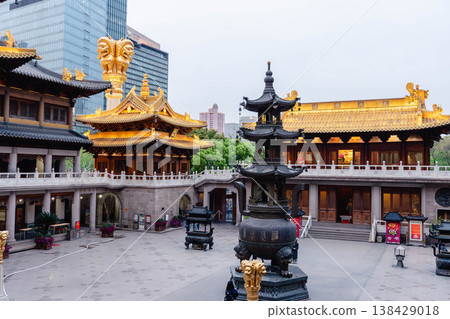 The majestic golden temple of Jing'an Temple in Shanghai and the cityscape The majestic golden temple of Jing'an Temple in Shanghai and the cityscape 138429018