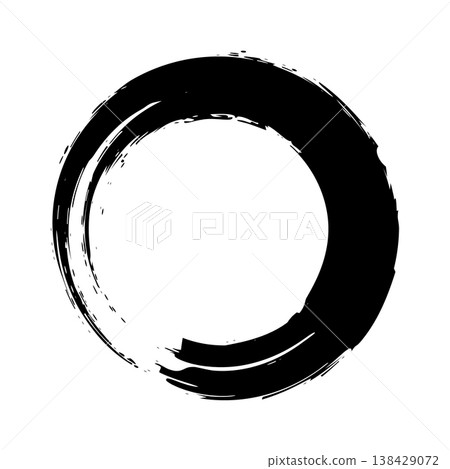 Grunge circle, brush strokes, lines, ink smudges, hand-drawn scribble shape. Handmade sketchy mark, acrylic stains, charcoal streaks. Paint texture, dry brush effect. Vector illustration 138429072