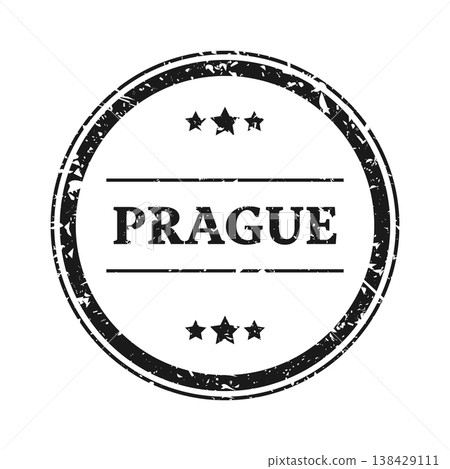 Post stamp, label or badge. Grunge imprint and postmark with text. Brown vintage circle postcard watermark. Used envelope design element. Vector illustration 138429111