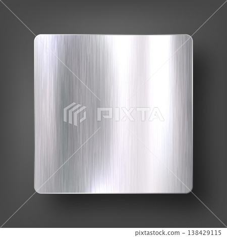 Realistic metal banner. Brushed steel or aluminium plate. Polished metal surface. Old grunge texture with scratches. Vector illustration 138429115