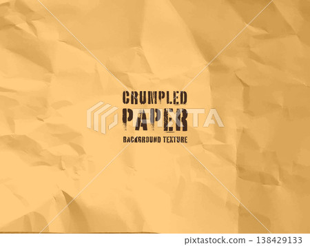 Colorful yellow crumpled recycled paper texture. Rough grunge old kraft wrapping paper background. Vintage blank packaging sheet. Vector illustration Colorful yellow crumpled recycled paper texture. Rough grunge old kraft wrapping paper background. Vintage blank packaging sheet. Vector illustration 138429133