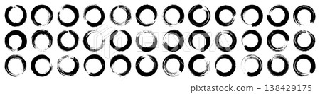 Grunge circles, brush strokes, lines, ink smudges, hand-drawn scribble shapes. Handmade sketchy marks, acrylic stains, charcoal streaks. Paint textures, dry brush effect. Vector illustration Grunge circles, brush strokes, lines, ink smudges, hand-drawn scribble shapes. Handmade sketchy marks, acrylic stains, charcoal streaks. Paint textures, dry brush effect. Vector illustration 138429175