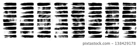 Grunge brush strokes, lines, ink smudges, hand-drawn scribble shapes. Handmade sketchy marks, acrylic stains, charcoal streaks. Paint textures, dry brush effect. Marker underline. Vector illustration 138429178