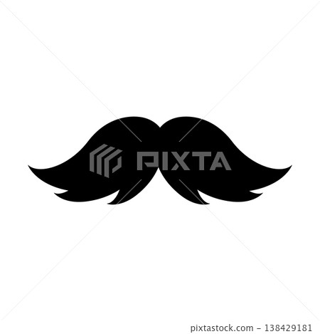 Mustache icon in classic style. Hipster, barber, retro, vintage facial hair symbol for logo, branding, poster, sticker, fashion, barbershop and design projects. Vector illustration Mustache icon in classic style. Hipster, barber, retro, vintage facial hair symbol for logo, branding, poster, sticker, fashion, barbershop and design projects. Vector illustration 138429181