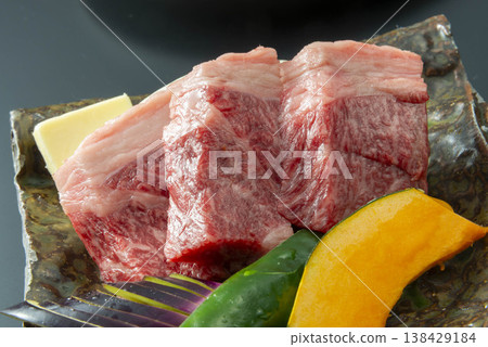 Fresh Wagyu beef steak and vegetables Fresh Wagyu beef steak and vegetables 138429184