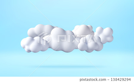 3D White puffy cloud icon 3D White puffy cloud icon 138429294