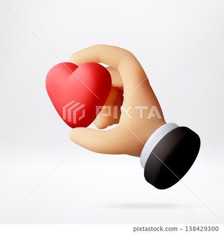 3D hand holding red heart icon 138429300