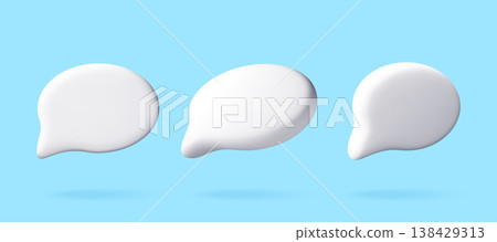 Three white 3D speech bubbles 138429313