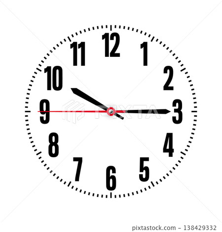 Mechanical clock face with arabic numerals, bezel. Watch dial with minute, hour marks and numbers. Timer or stopwatch element. Blank measuring circle scale with divisions. Vector illustration Mechanical clock face with arabic numerals, bezel. Watch dial with minute, hour marks and numbers. Timer or stopwatch element. Blank measuring circle scale with divisions. Vector illustration 138429332