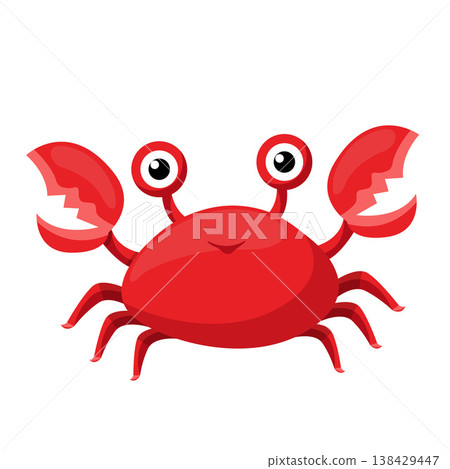 Cute Red Cartoon Crab Cartoon Vector Illustration Cute Red Cartoon Crab Cartoon Vector Illustration 138429447