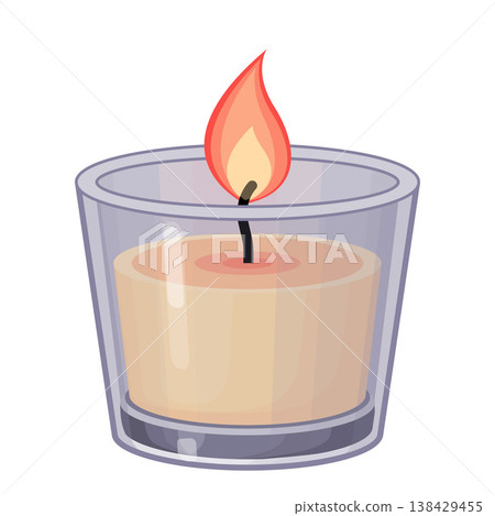 Cute Candle in Glass Cup Cartoon Vector Illustration Cute Candle in Glass Cup Cartoon Vector Illustration 138429455