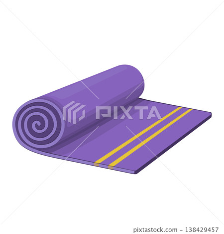 Purple Rolled Yoga Mat Cartoon Vector Illustration 138429457