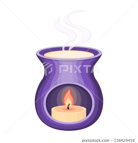 Purple Aroma Oil Burner Cartoon Vector Illustration Purple Aroma Oil Burner Cartoon Vector Illustration 138429458