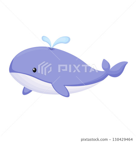 Wild Animal Cute Whale Cartoon Vector Illustration 138429464