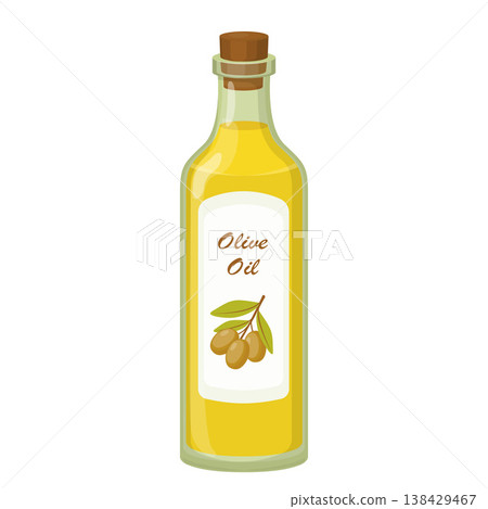 Olive Oil Glass Bottle Cartoon Vector Illustration Olive Oil Glass Bottle Cartoon Vector Illustration 138429467
