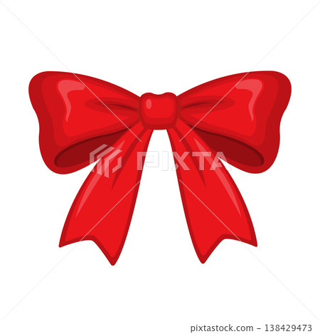 Cute Decorative Red Ribbon Bow Cartoon Vector Illustration Cute Decorative Red Ribbon Bow Cartoon Vector Illustration 138429473
