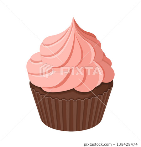 Cute Strawberry Cupcake Dessert Cartoon Vector Illustration Cute Strawberry Cupcake Dessert Cartoon Vector Illustration 138429474
