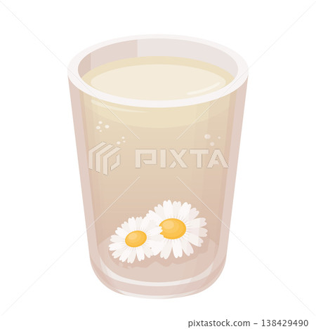 Floral Tea Glass Cup Cartoon Vector Illustration 138429490