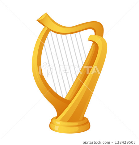 Cartoon Instrument Golden Harp Instrument Vector Illustration Cartoon Instrument Golden Harp Instrument Vector Illustration 138429505
