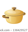 Cute Cartoon Yellow Cooking Pot Vector Illustration 138429527