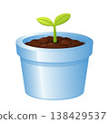 Blue Pot Green Leaf Srpout Plant Vector Illustration 138429537