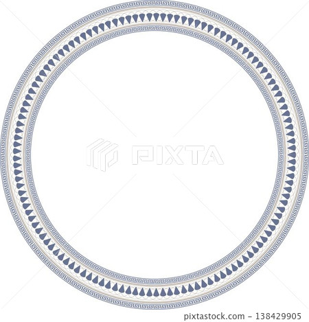 Circular border pattern Greek motifs. Key meander pattern, palmette, lotus motif. Classical Greek art, decoration. For pottery, architectural element, ceramic, porcelain, plate, textile, embroidery Circular border pattern Greek motifs. Key meander pattern, palmette, lotus motif. Classical Greek art, decoration. For pottery, architectural element, ceramic, porcelain, plate, textile, embroidery 138429905