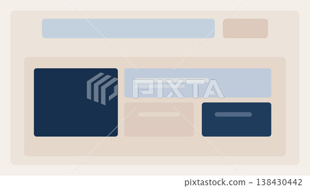 Offset top header composition with structured lower section, clean modular spacing, and elegant abstract layout for premium interface backgrounds soft 138430442