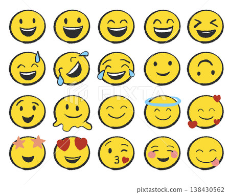 A set of hand-drawn emoticons with various expressions. A set of hand-drawn emoticons with various expressions. 138430562