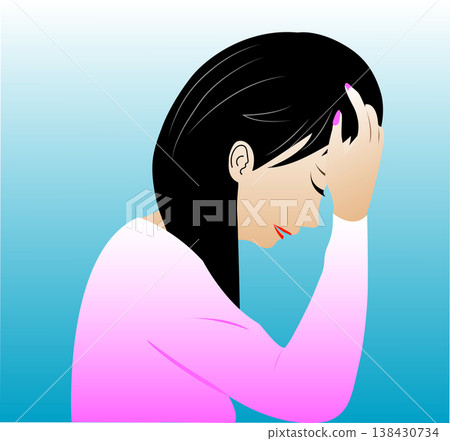 一個頭痛的女人的插圖 一個頭痛的女人的插圖 138430734