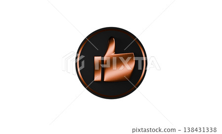 [Transparent Background] 3D Rubber Texture Medal Good Mark [Black/Gold] 138431338