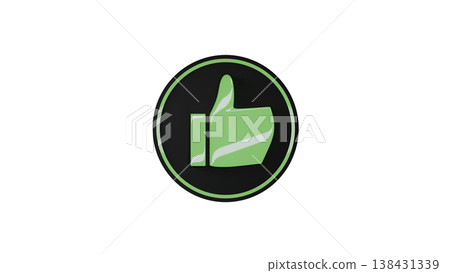[Transparent Background] 3D Rubber Texture Medal Good Mark [Black/Green] 138431339