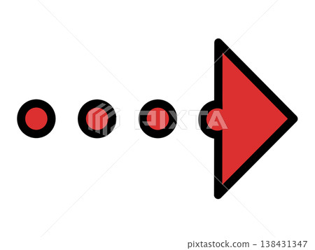 Dotted circle arrow, red Dotted circle arrow, red 138431347
