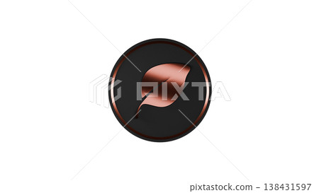 [Transparent Background] 3D Rubber Texture Medal Leaf Mark [Black/Bronze] Eco/Nature Icon 138431597