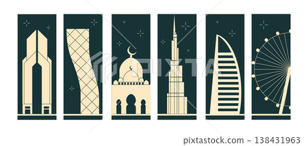 Emirates Travel Banners with Famous Landmarks Emirates Travel Banners with Famous Landmarks 138431963