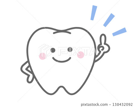 A tooth character explaining the points A tooth character explaining the points 138432092