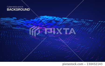 Ai tech background with abstract dot line pattern and bokeh effect. Design education big data, future digital network, business connect and science concept for banner, web or presentation. 138432143