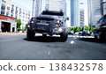 An swat police driving fast on a city street. 3d rendering. 138432578