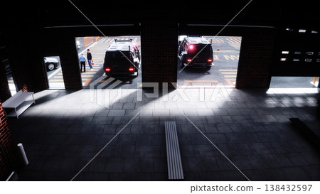 An swat police driving fast on a city street. 3d rendering. An swat police driving fast on a city street. 3d rendering. 138432597