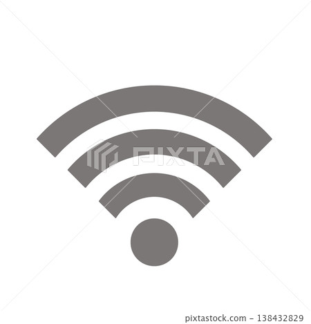 A simple radio wave icon (gray) representing Wi-Fi and wireless communication. A simple radio wave icon (gray) representing Wi-Fi and wireless communication. 138432829