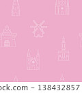 Kyiv seamless pattern with famous buildings, landmarks 138432857